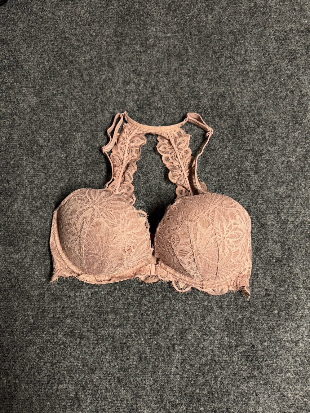 Victoria’s Secret PINK Lace Racerback Push-Up Bra in Dusty Rose